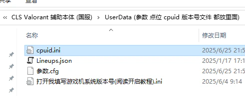 CLS 国服目录中的 cpuid.ini 放置位置
